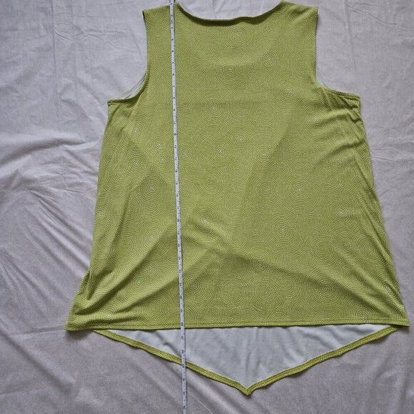 Alfani Top Women's Plus Size 0X US12 Neon Green Mayan Circle Asymmetrical Boho - Picture 10 of 13